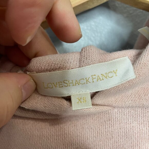 LOVESHACKFANCY linette hooded sweatshirt in pink size XS - Picture 6 of 8